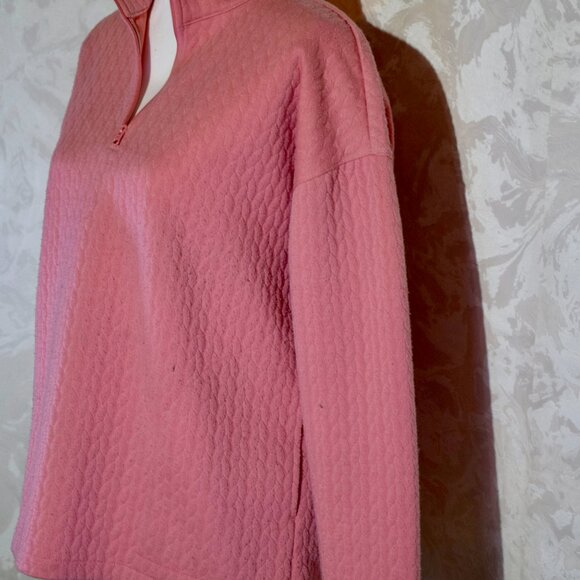 T by Talbots Sz M (8-10) Quilted Jacquard Zip Mock Neck Pullover Sweater - Picture 4 of 5